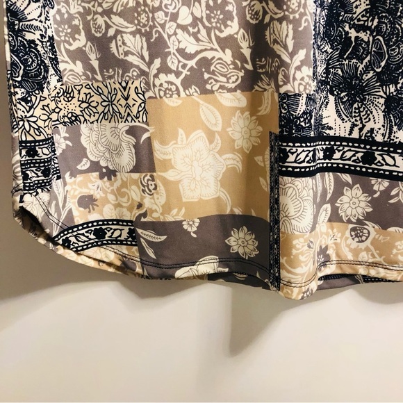 💜3/$30 Cleo Petite Medium 3/4 Sleeve Floral Print Zip Front Tunic Top - Picture 3 of 7